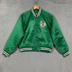 VTG Boston Celtics Chalk Line Satin Bomber Jacket Womens Large Green‎ 80s 90s